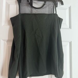 Bailey 44 Black Blouse with Sheer Neckline